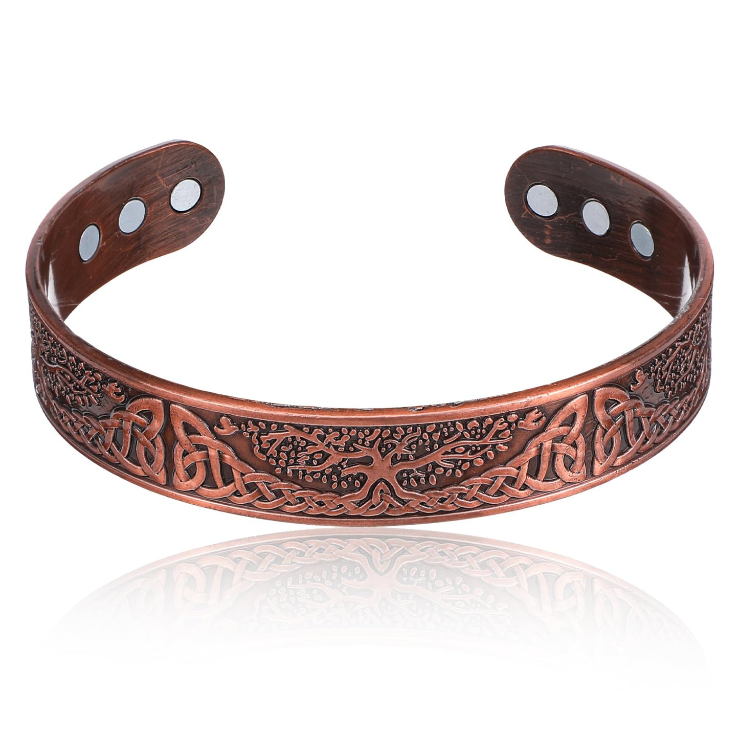 Heclia Copper Bracelet for Men and Women Pure Solid Copper 3500 Gauss Bracelet for Men 18X Strength Mens Bracelets with 6pcs Gauss Vintage Adjustable Jewelry Gift