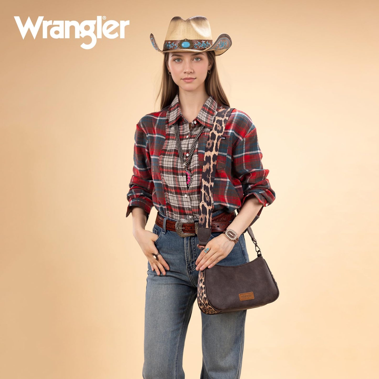 Wrangler Western Hobo Purse for Women Small Shoulder Bag Aztec Cute Mini Clutch Handbag Going Out Purse WG-HB-205-198-CF