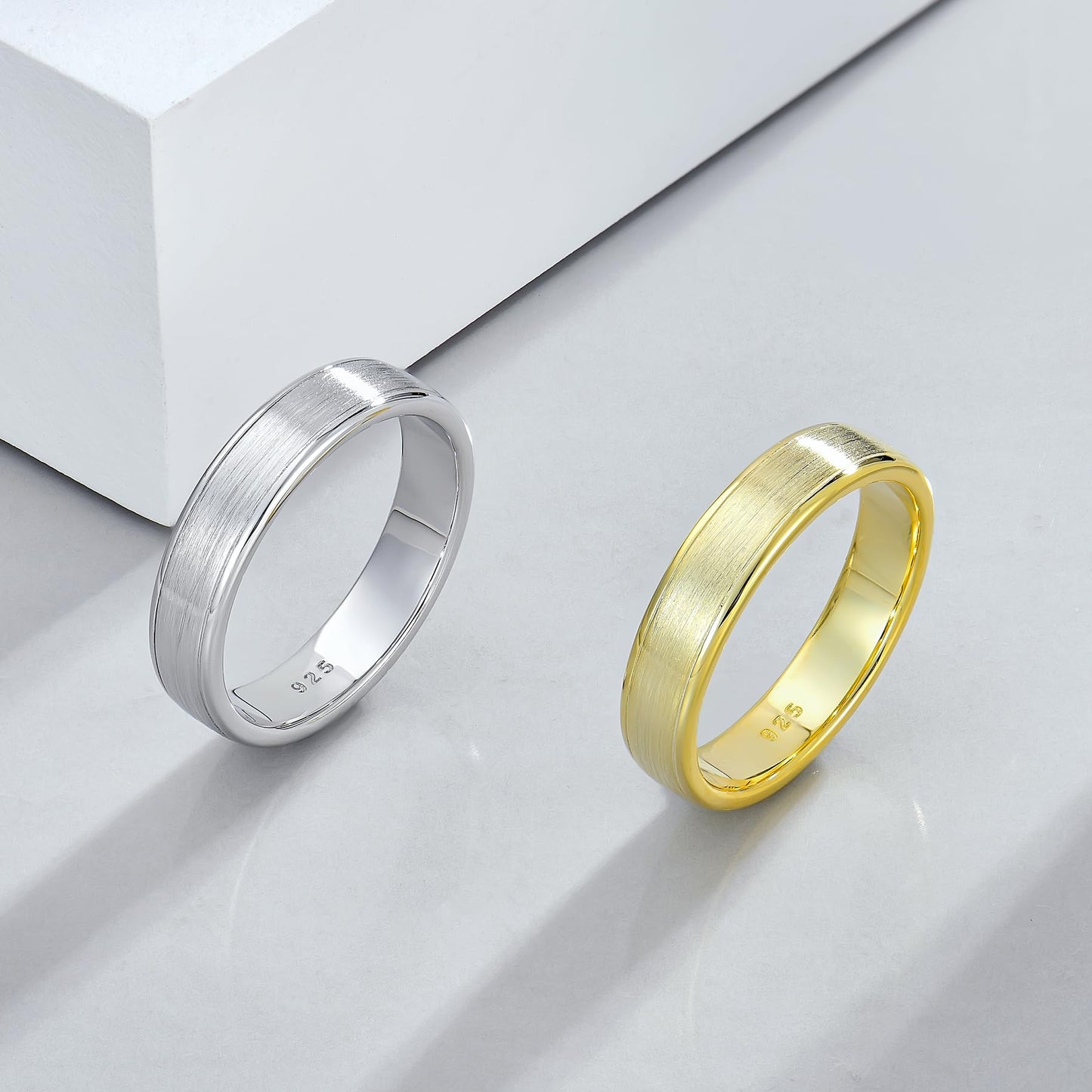 STARCHENIE 5mm Wedding Band Ring, Solid 925 Sterling Silver, Brushed Matte Finish, Comfort Fit, Size 12