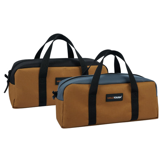 MELOTOUGH Tool Tote Bag Canvas Tool Bag with Zipper Utility 14 Inch Small Tool Storage Bags for Electrician,HVAC,Plumbing,Technician(Black & Grey)