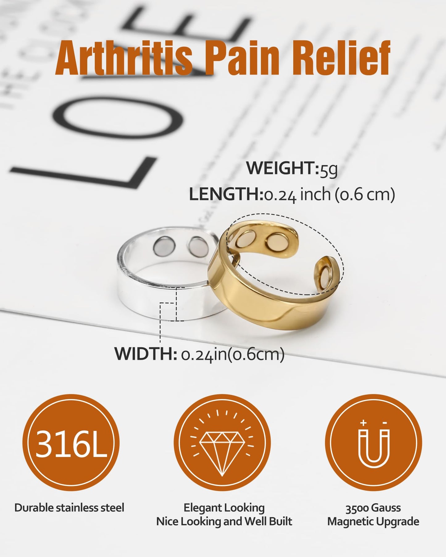 Jecanori Magnetic Rings for Women,Adjustable Stainless Steel Jewelry,Ideal Gift for Women