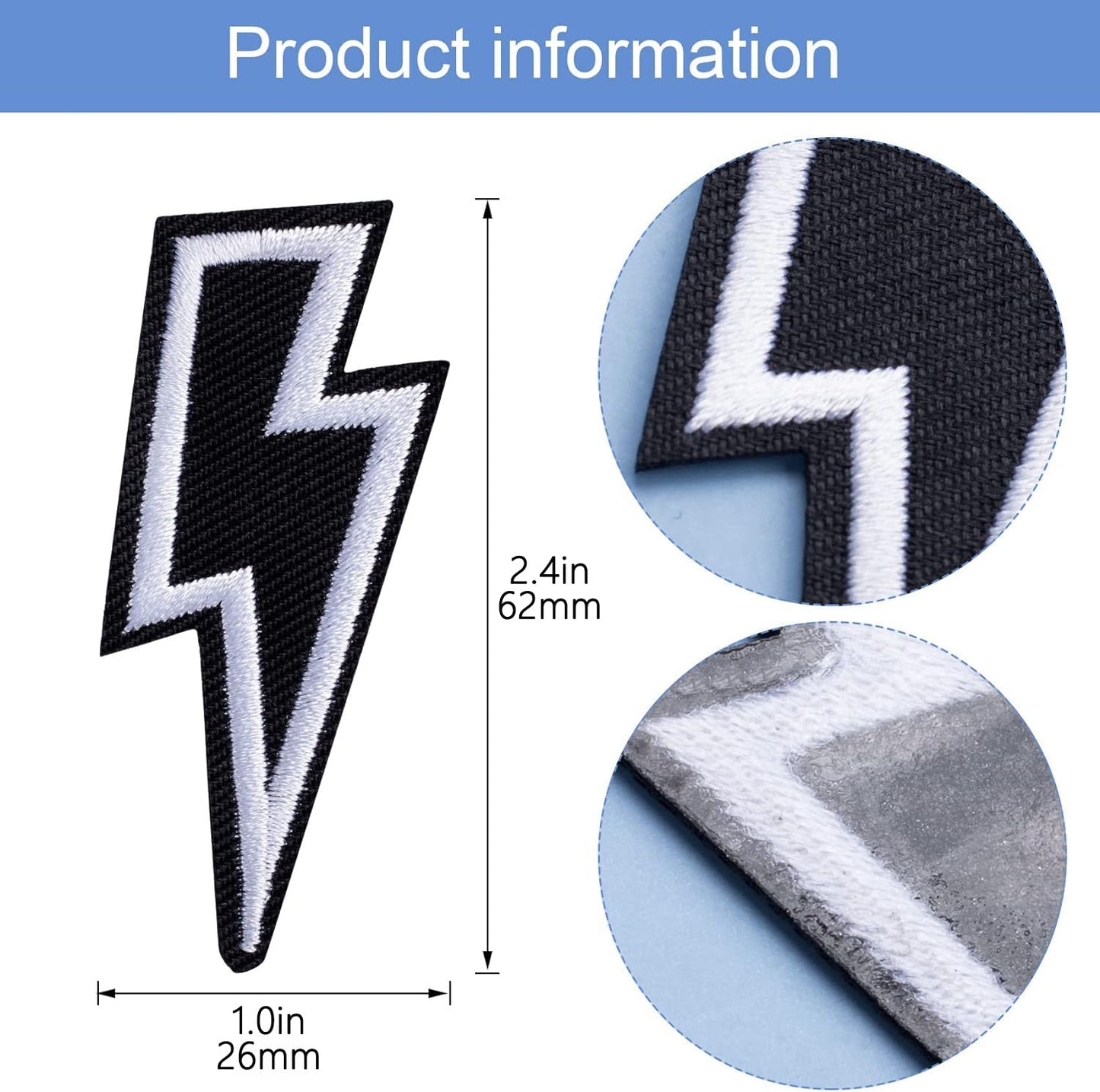Deokdam 75PCS 5Colors Lightning Iron-on/Sew-on Embroidered Patches,Bolt Applique for Clothes, Dress, Hat, Jeans, DIY Accessories