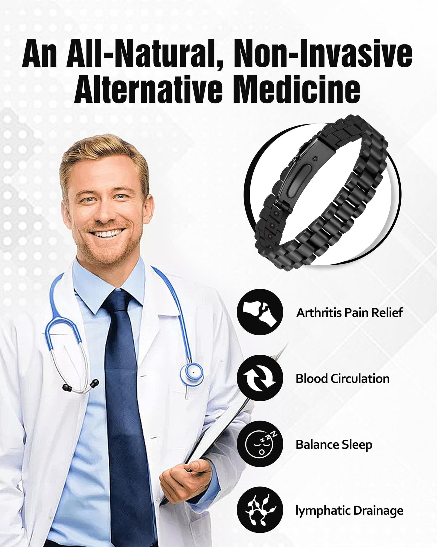 Jecanori Ultra Strength Magnetic Bracelets for Men - Men's Hematite Bracelet, Jewellry Gift with Sizing Tool for Perfect Fit