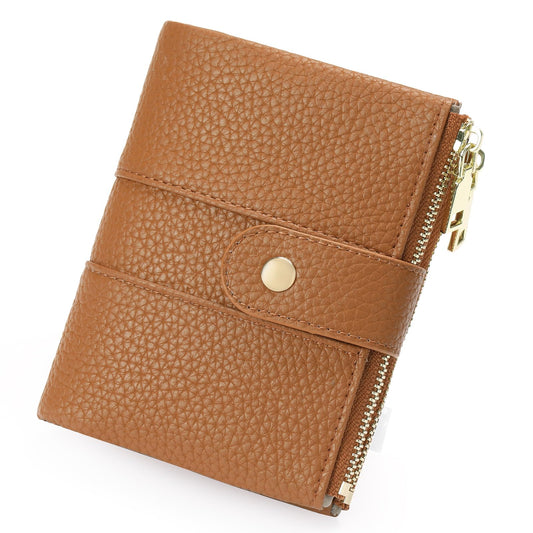 GOIACII Small Wallet for Women with Double Zipper Pocket RFID Blocking Ladies Wallet Leather