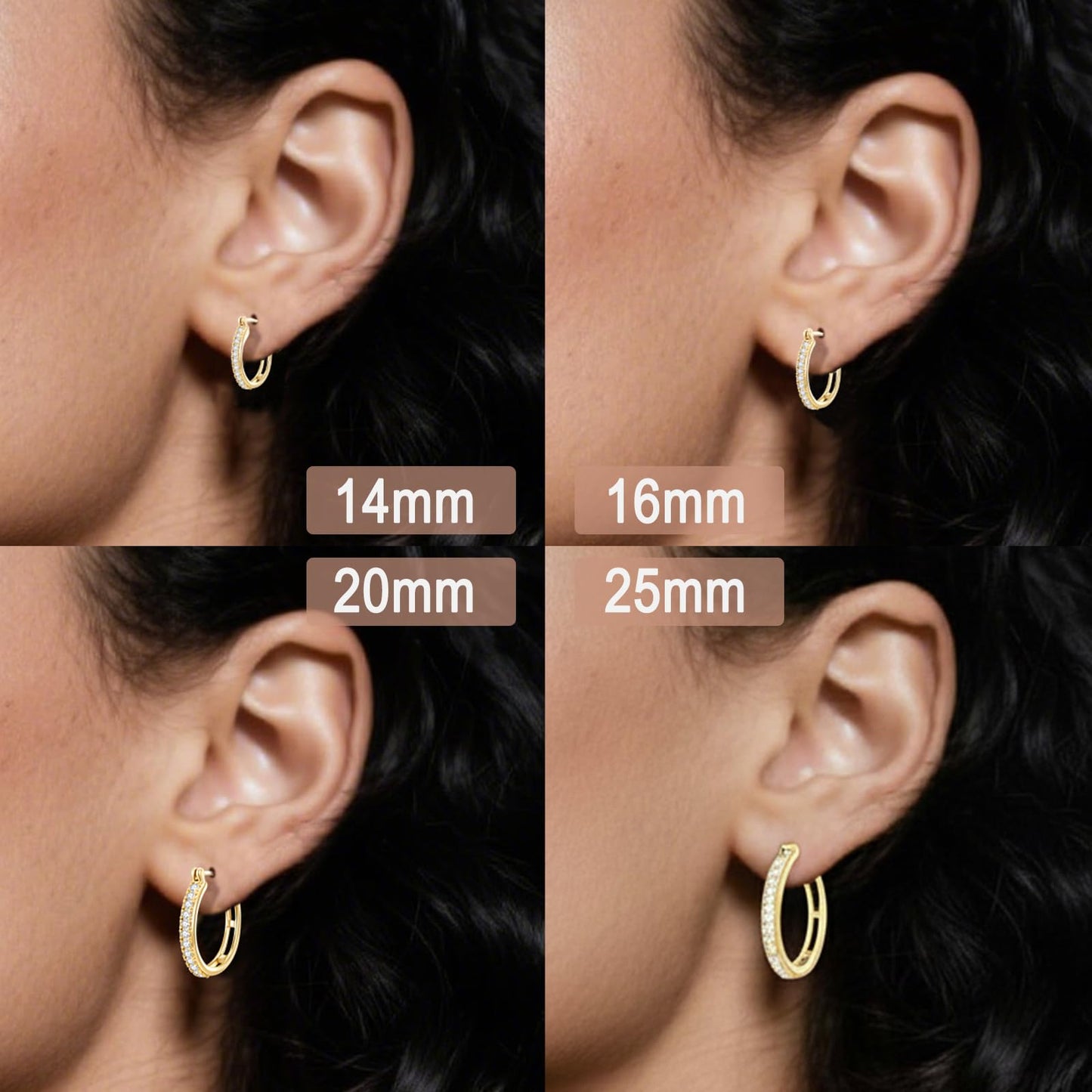 14K Gold Hoop Earrings for Women Small Trendy Womens Gold Hoops Earring with Cubic Zirconia Hypoallergenic 16mm