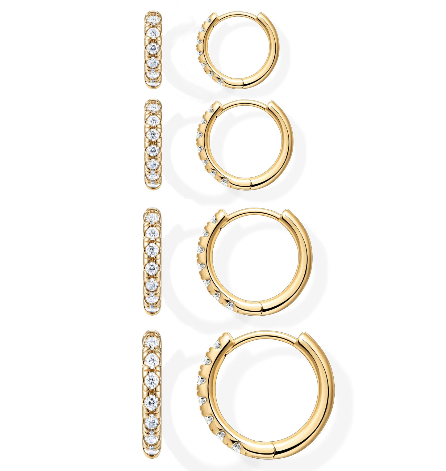 Gold Plated Earrings for Women Trendy Small Huggie Hoop Earring Set for Women Gold Plated Stack Cartilage Earrings for Multiple Piercing Lightweight Mini Thin Cute Dainty Trendy Jewelry Gifts