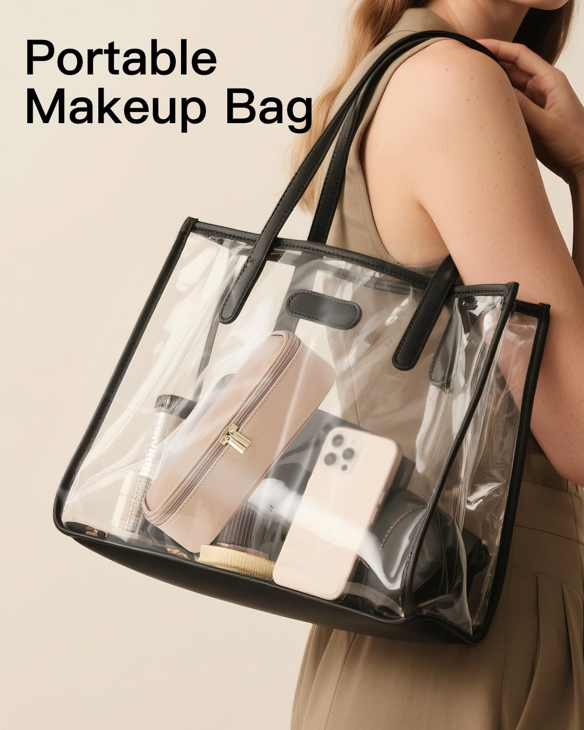 Vlando Travel Makeup Bag,Small Makeup Bag for Women,Gifts for Women Girls, Makeup Pouch Purse Travel Essentials Toiletries-Toffee