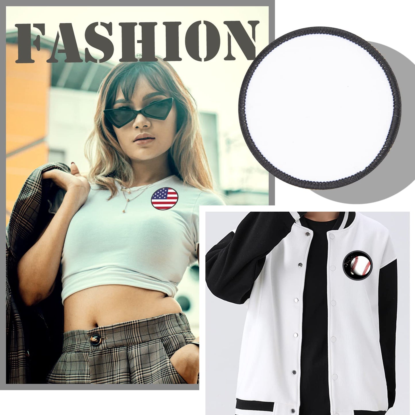 Gadjica Sublimation Patches - Iron On Blank Patches for DIY Crafts Hats Caps Backpack Uniforms (Round / 90PCs)