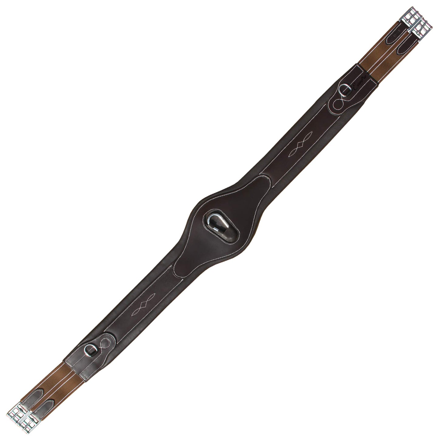 Exion Fancy Anatomic Snap Over Lay Girth Comfotable for Horse | English Horse Tack (54 inch/ 135 cm, Choco Brown-Leather Padding-Vegetable Tanned Leather)