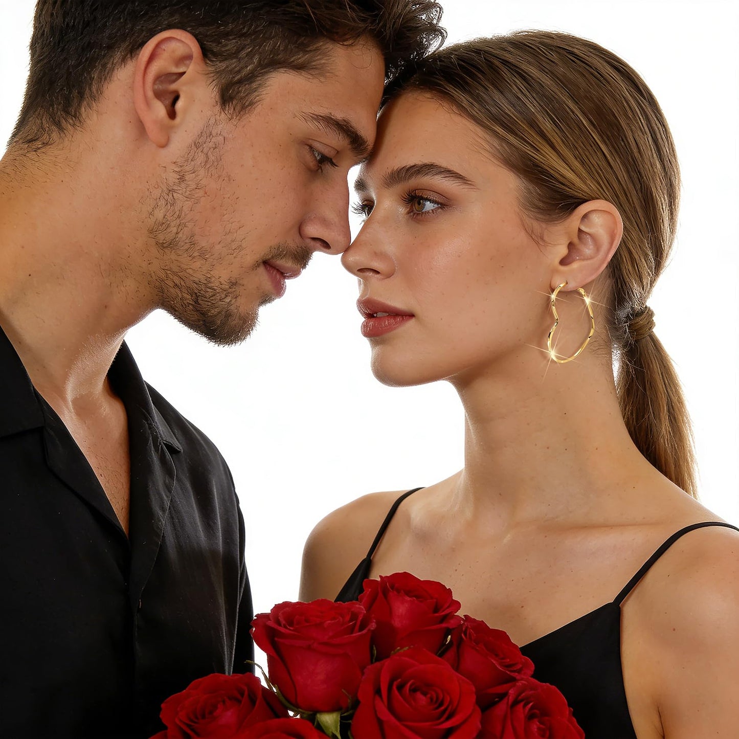 GLOQUAT 14K Gold Plated Heart Hoop Earrings for Women Fashion Large Dangle Earring Heart Shaped Hoop Earrings Thin Hoops Lightweight and Hypoallergenic Trendy Valentie's Gift for Girlfriend Lover 50mm