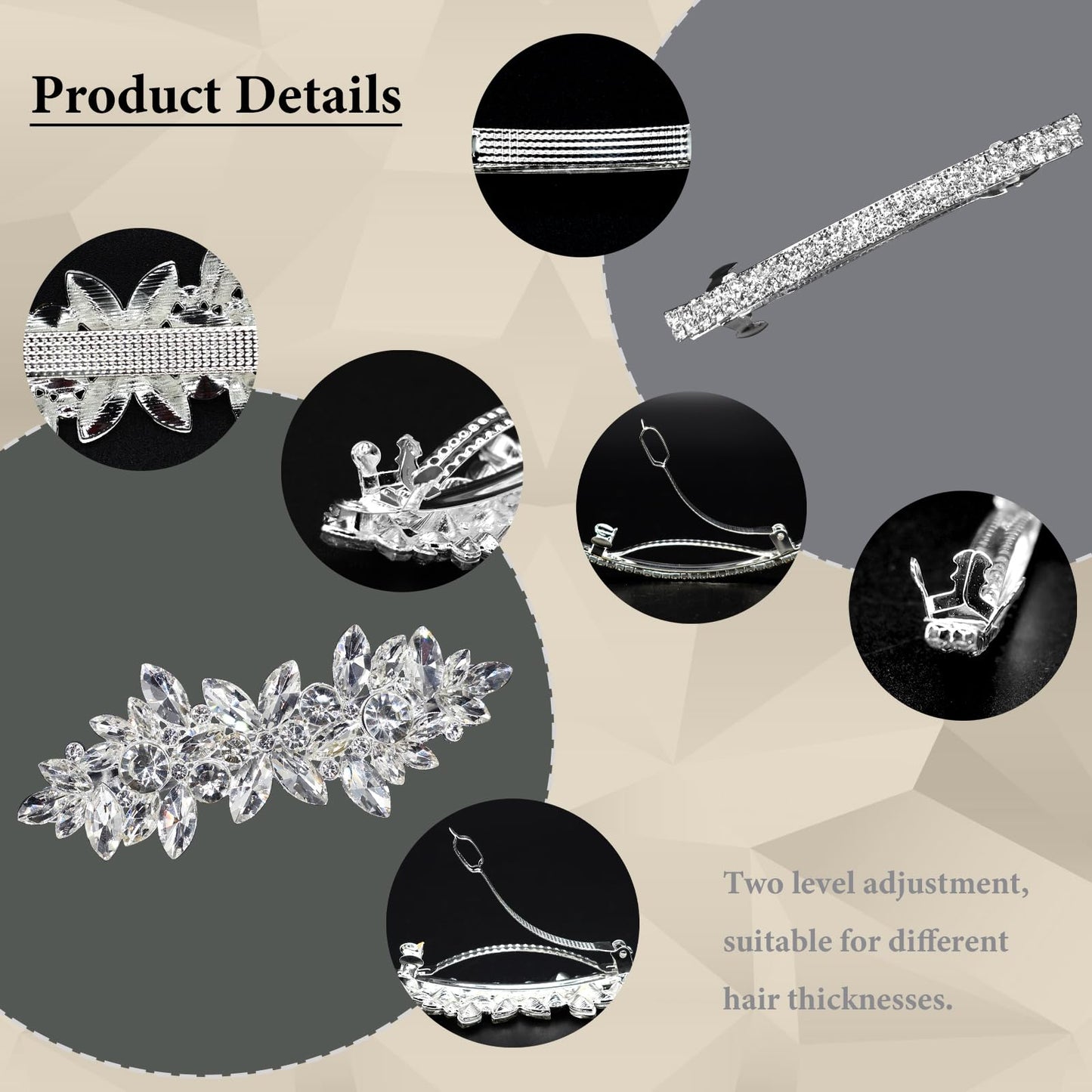 Mulzile 4 Pieces Rhinestone Hair Clips Leaf Wedding Hair Pins Crystal Bobby Pins Silver Bridal Hairpin Barrette for Brides Bridesmaids Flower Girls