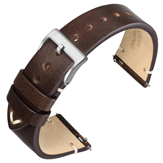 ANNEFIT Quick Release Watch Bands, Italian Vintage Leather Replacement Strap for Men and Women, Band Width 19mm (Dark Brown)