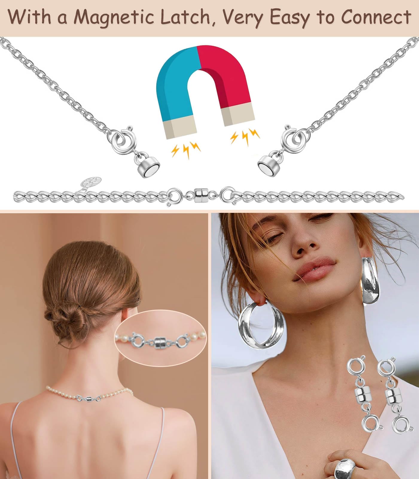 Dailyacc Magnetic Necklace Clasps and Closures, Double Open Bracelet Extender for Jewelry Converters Clasp (6 Gold, 6 Silver)