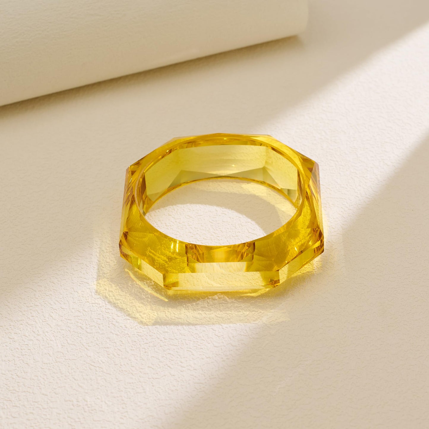 HUAYUNFANG Clear Acrylic Resin Bangle Bracelet for Women Yellow Transparent Acrylic Bracelet Geometric Squre Acetate Plate Bangles Jewelry