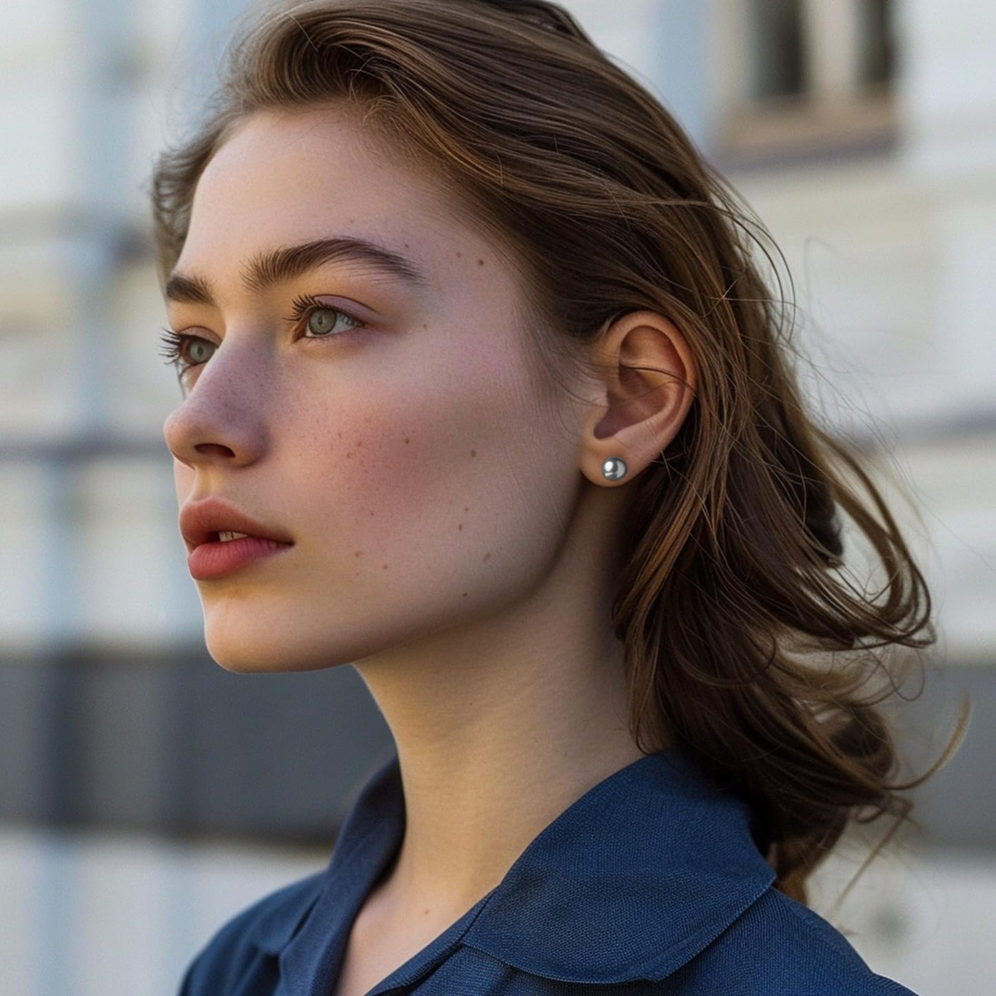 YAMI Pearl Earrings for Women, 925 Sterling Silver Hypoallergenic Stud, Saltwater Cultured Grey Pearl, Classic & Elegant Jewelry Gifts for Her, 9-9.5MM