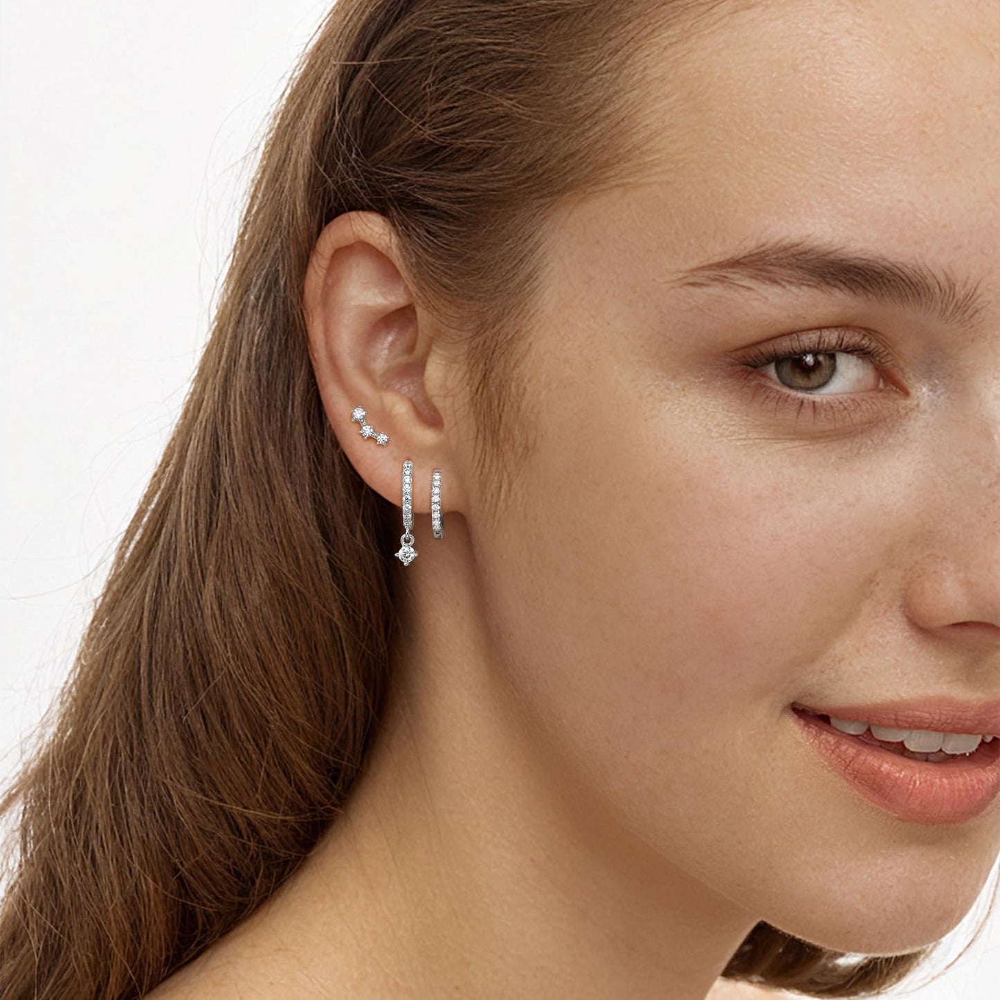 Angelady 3 Pairs 925 Sterling Silver Hoop Earrings Set for Women, Small Silver Hypoallergenic Earrings, Dainty Huggie Earrings for Multiple Piercing, Cartilage Silver Earring Stack for Women Gifts