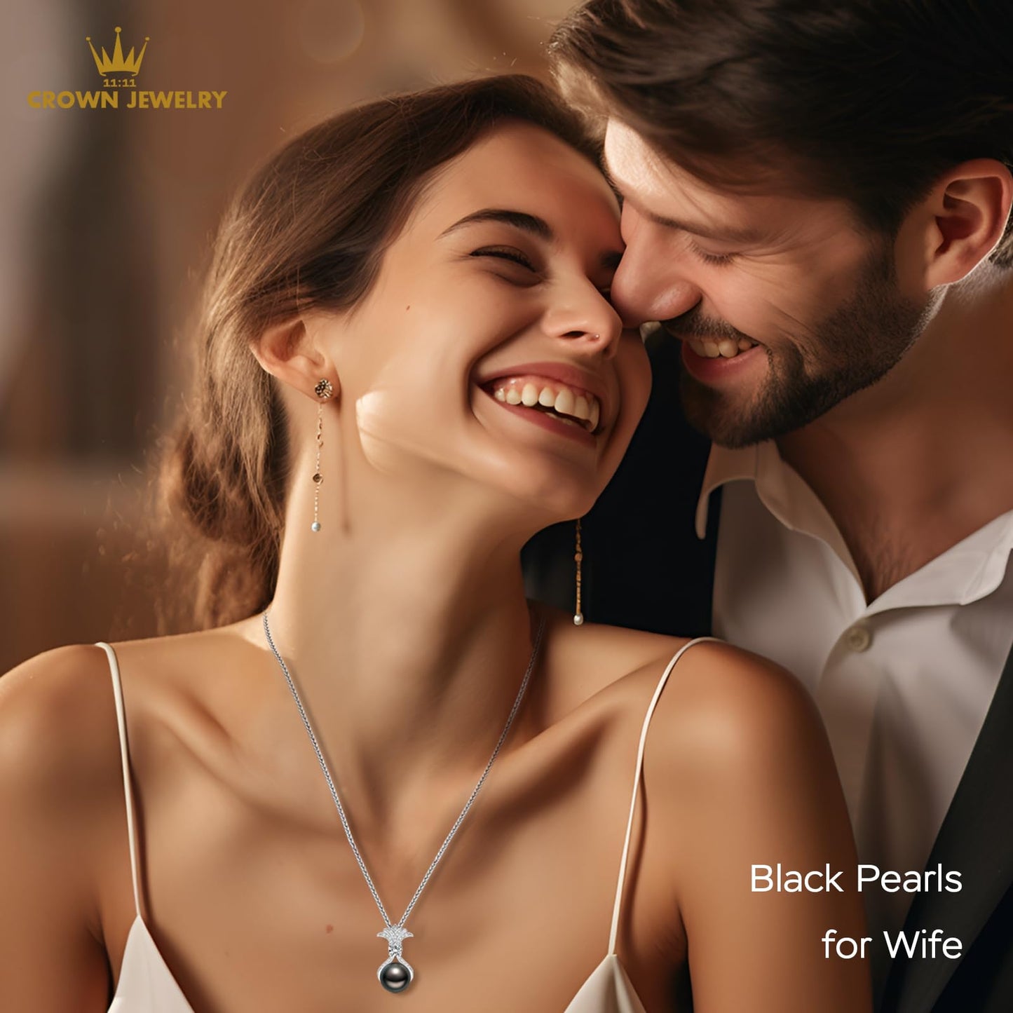 Pearl Necklaces for Women, Anniversary Birthday Gifts for Wife, Mom, Dauhter, Girlfriend, Grandma (Black 9-10mm)