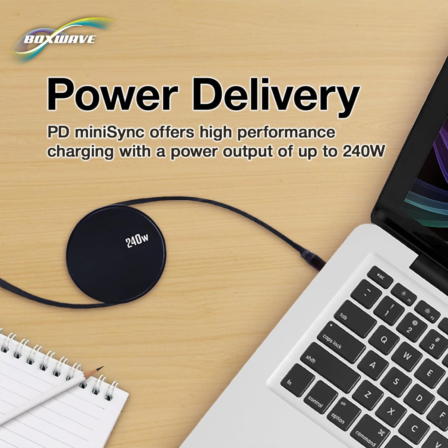 BoxWave MP3 (2.4 (240W), 240W Cable Compatible with Safuciiv Player in) - PD miniSync Retractable PD Portable USB