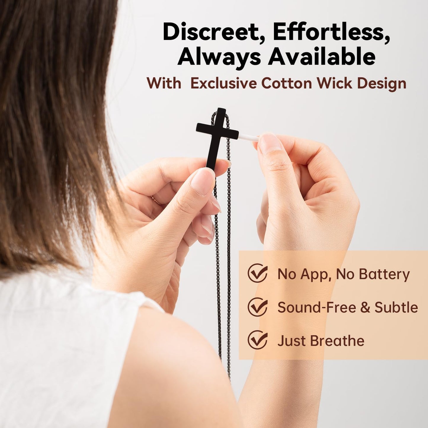 FUNPAR Cross Breathing Necklace, Breathlink Quit Smoking Aid, Inspirational Bible Verse Anti-Anxiety Mindfulness Necklace, Premium Stainless Steel Breathwork Tool, Anxiety Relief Items Gift(SL 4:13)