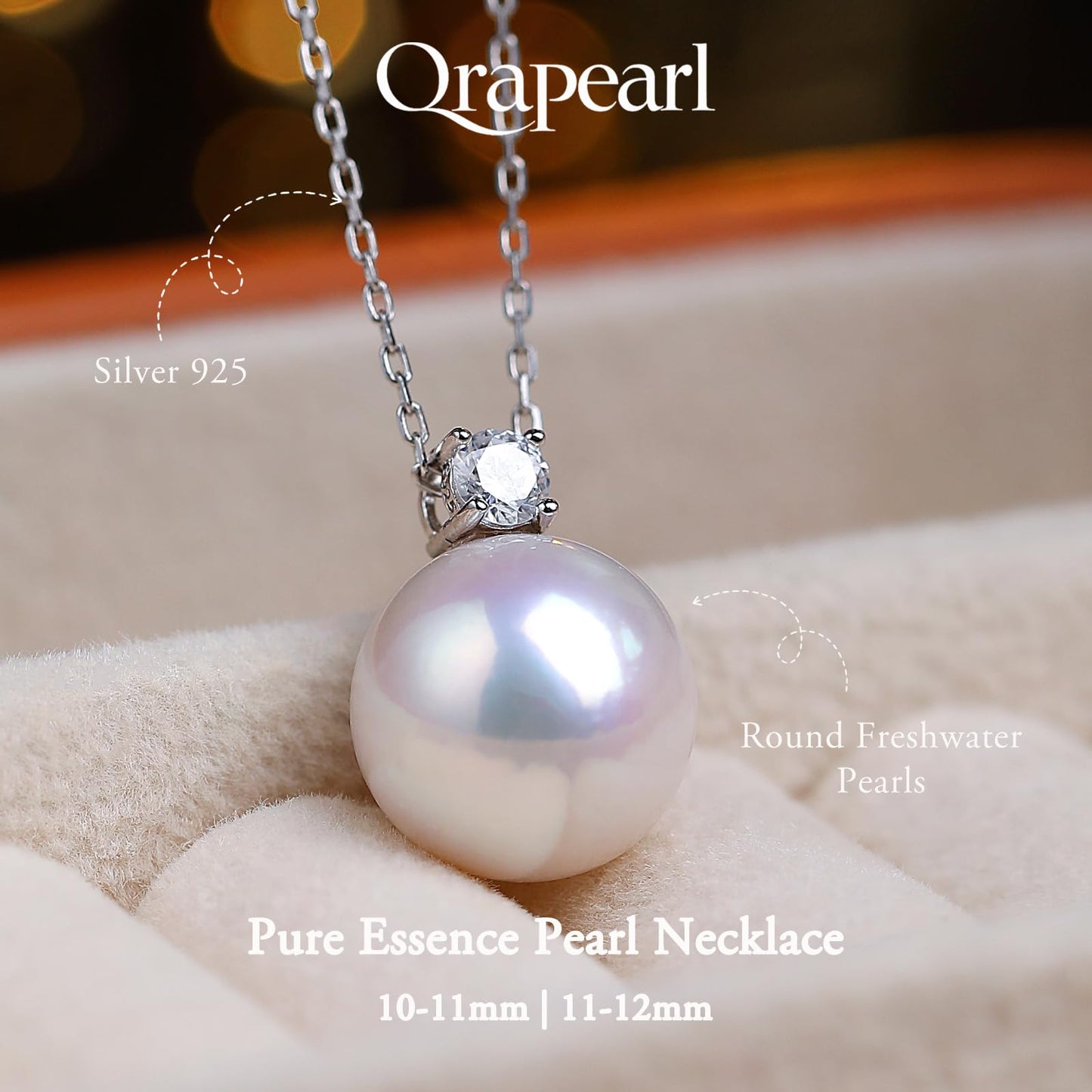 Orapearl Freshwater Pearl Pendant Necklace AAAA 10-11mm Elegant Jewelry Gift for Wife Mom Girlfriend Her Women with 925 Sterling Silver Chain June Birthstone for Anniversary Birthday Wedding