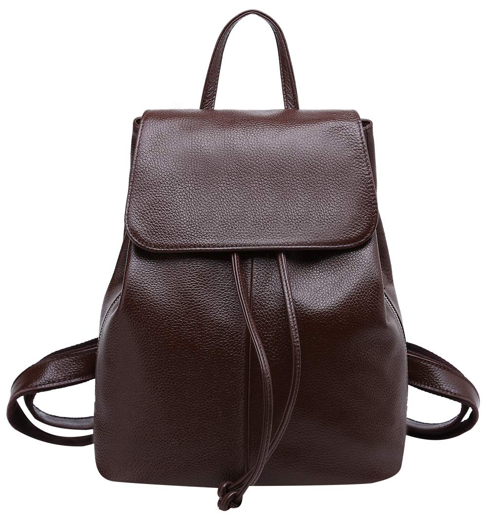 BOYATU Women’s Full-Grain Leather Backpack Purse, Minimal Structured Design, Work Commuter & City Travel, Compact Everyday Essentials, Fashion RFID Pocket Bag (Coffee Brown)