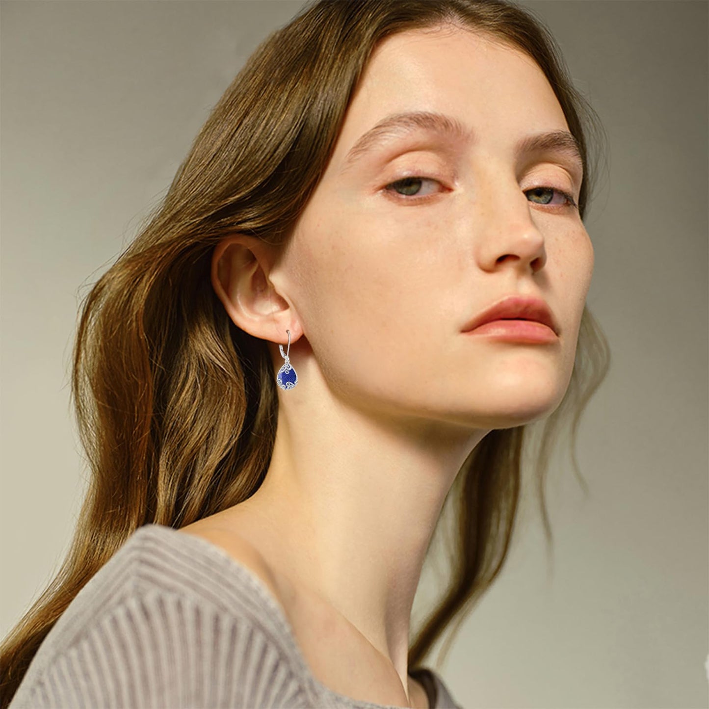 KoyeKei Lapis Lazuli Filigree Leverback Earrings for Women 925 Sterling Silver Lapis Lazuli Teardrop Dangle Drop Earrings Jewelry Filigree Graduation Birthday Gifts for Lover Girlfriend Her