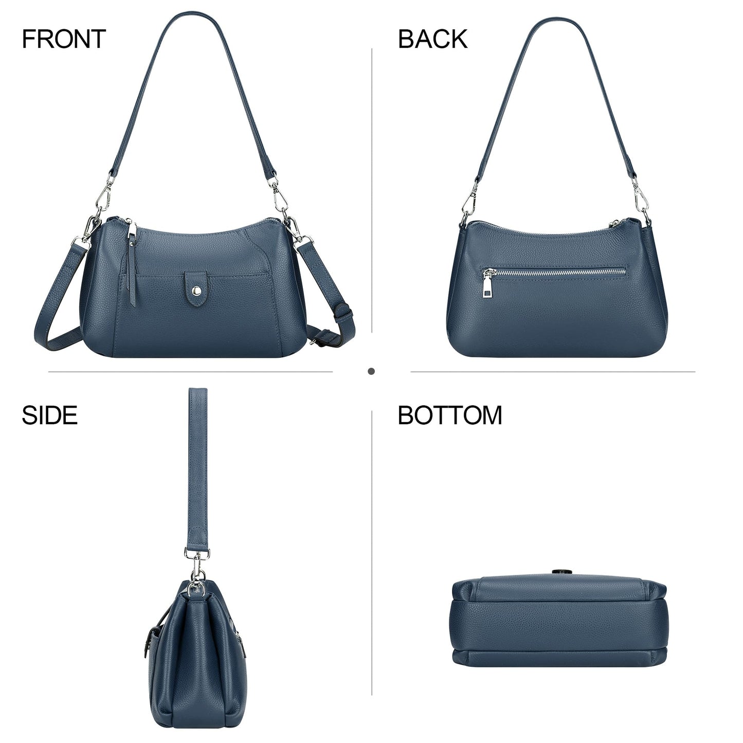 Over Earth Genuine Leather Small Hobo Crossbody Bags for Women Shoulder Purses and Handbags(O189E Indigo Blue)
