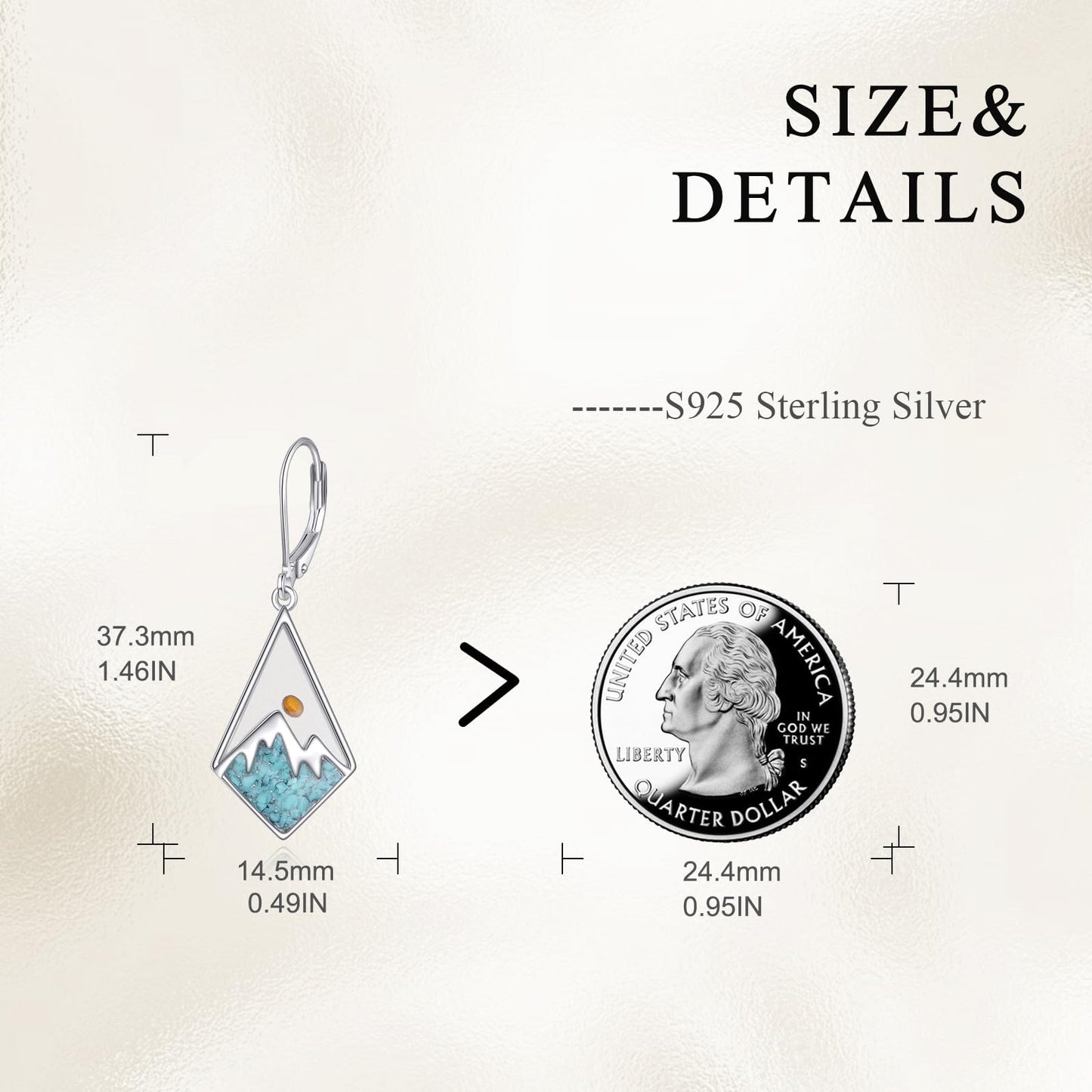 AOBOCO Turquoise Mustard Seed Earrings for Women Sterling Silver Mountain Dangle Earrings Christian Mustard Seed Jewelry Birthday Gifts for Mom Friends(Rhombus Turquoise Earrings)
