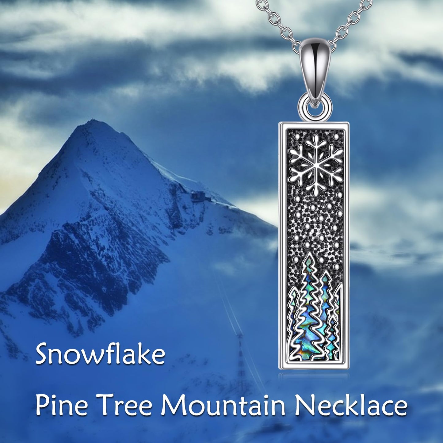 YFN Snowflake Pine Tree Necklace for Women Sterling Silver Nature Necklace Jewelry Gift for Skiers, Hikers, Campers, Climbers and Nature Lovers