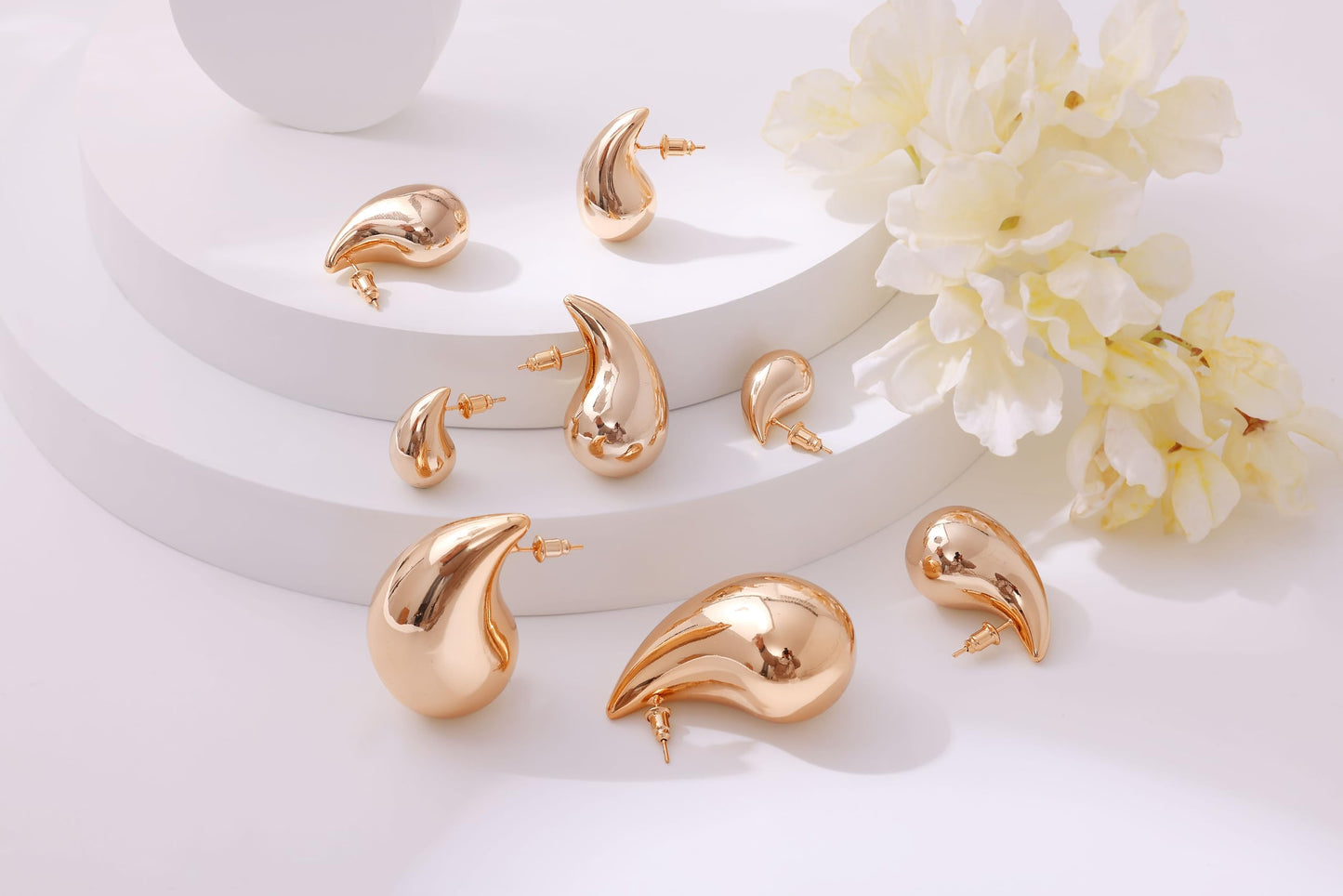 Gacimy 14K Rose Gold Plated Teardrop Earrings Dupes for Women, Chunky Drop Earrings for Women with 925 Sterling Silver Post, 1.2Inches Rosegold