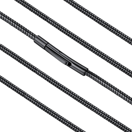 FaithHeart Snake Chains for Women Black Stainless Steel 2 MM Mens Chain Necklace 18 Inch Choker Chains for Ladies