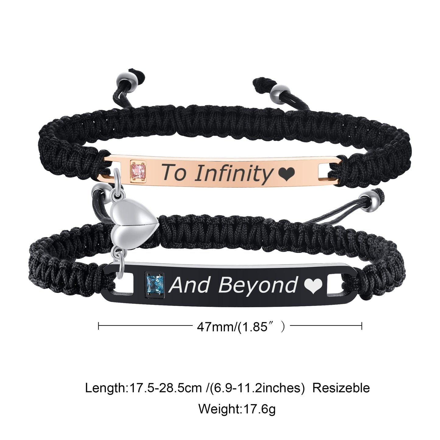 MEALGUET to Infinity and Beyond Couple Bracelet,Hand Braided Couple Bracelets Set Mutual Attraction Relationship Bracelet Personalized Gift for Men Women, Handmade