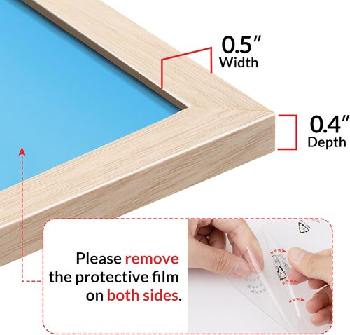 LaVie Home 11x17 Oak Picture Frame - HD Plexiglass Display for Vertical/Horizontal Use | Classic Collection