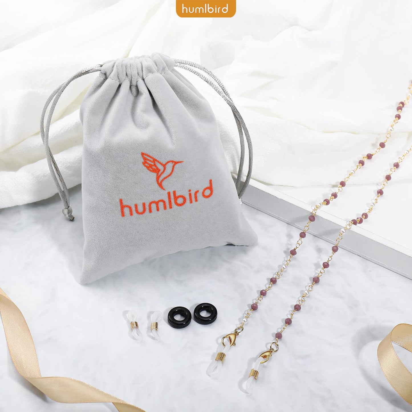humlbird Eyeglasses Chain for Women Stylish Mask Lanyard Natural Crystal Mask Chain Eye Glasses Holder Strap Around Neck