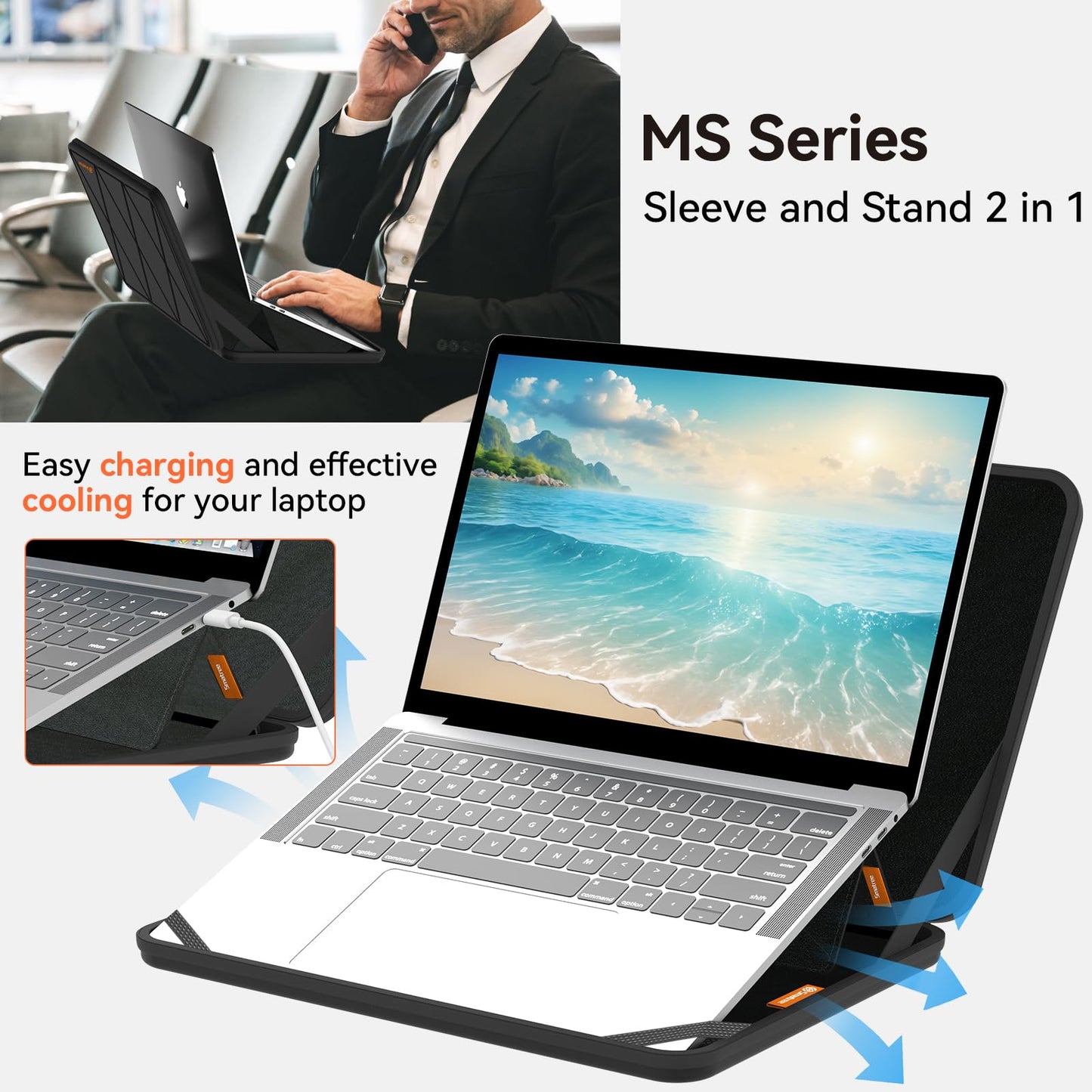Smatree MS82 Hard EVA Protective Sleeve with Stand Compatible for 15.6 inch Dell Inspiron 15 3000/3520/3530/3535, Latitude 5550/5540/5530/5531, Precision 3591/3590/3581/3580, Vostro 3520/3530/3535