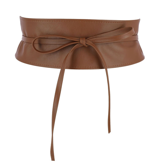 FASHIONGEN - Woman Italian leather Obi belt, CASSIANE - Light Brown, L-XL
