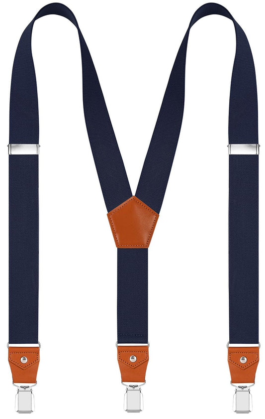 EOAYONY Suspenders for Men Adjustable Heavy Duty with Strong Clips Navy 43 IN