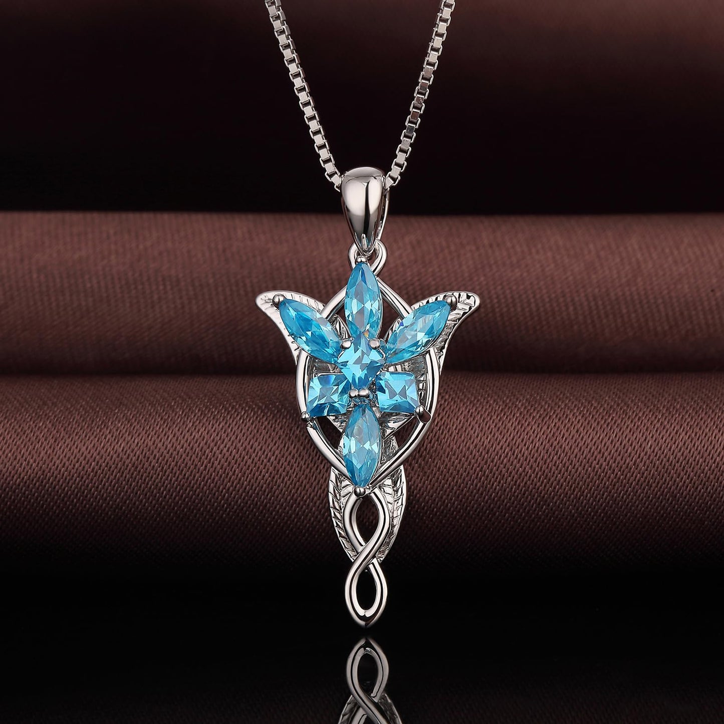 jiamiaoi Lord of the Rings Pendant Necklace Arwen Evenstar Necklace Silver Lord of the Rings Accessories Elvish Jewelry for Women