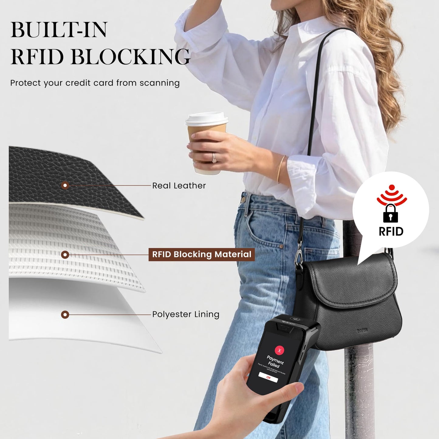 befen Black Crossbody Leather Purse for Women Small Real Genuine Leather Shoulder Bags with RFID Blocking, Saddle Bag Purses for Women 2026 Summer Cross Body Handbags for Daily Travel
