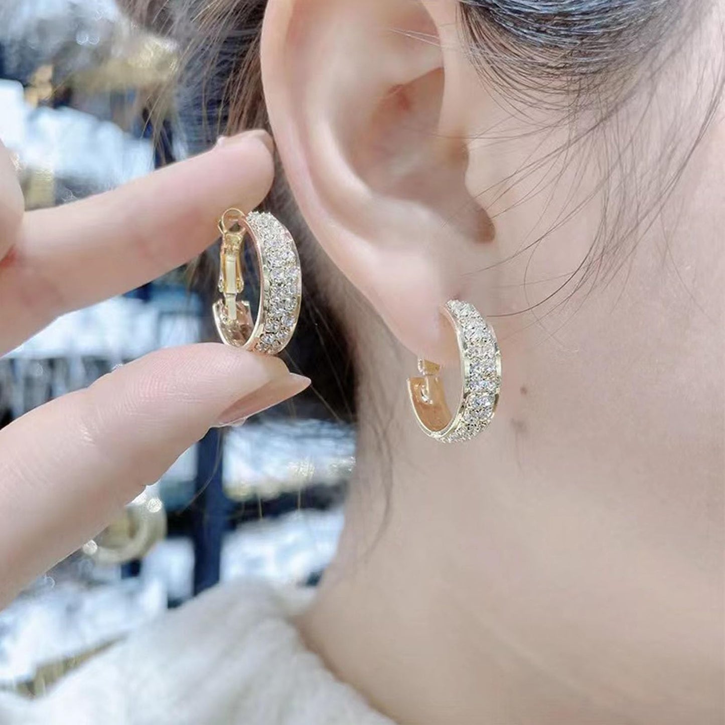 Lymphatic Activity Hoop Earrings, Lymphatic Drainage Slimming Hoop Earrings Lymphvity Germanium Earrings Cubic Zirconia Earrings Jewelry Gifts for Women (g+s)