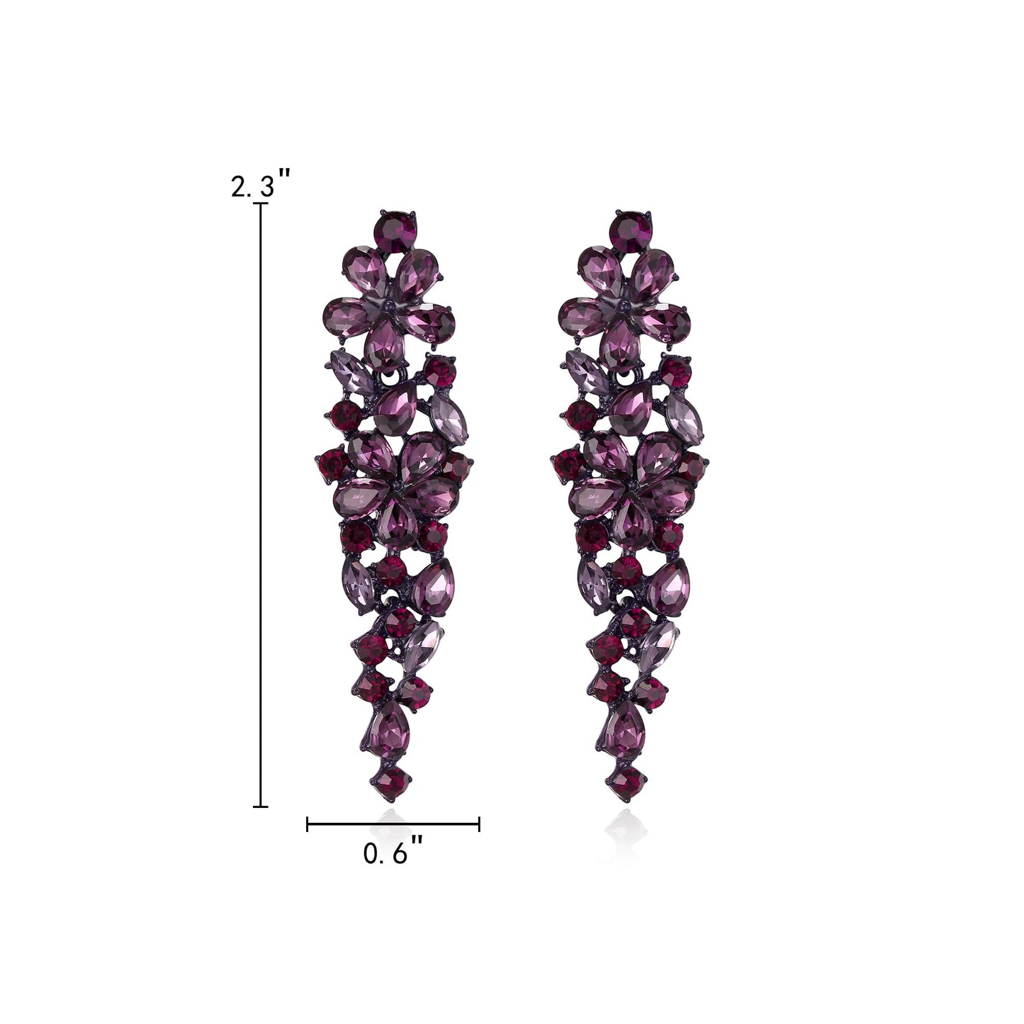 EleQueen Sparkle Marquise Rhinestone Crystal Statement Dangle Earrings for Women, Purple-Tone Purple Crystals Art Deco Prom Chandelier Jewelry for Wedding Bridal