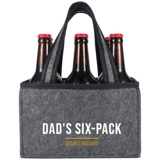 Funny Dad Gifts from Daughter Son, Dad Beer Carrier Felt Bottle Tote, Father’s Day Birthday Gift, Reusable Drink Caddy for Camping, BBQ, Picnic, and Party