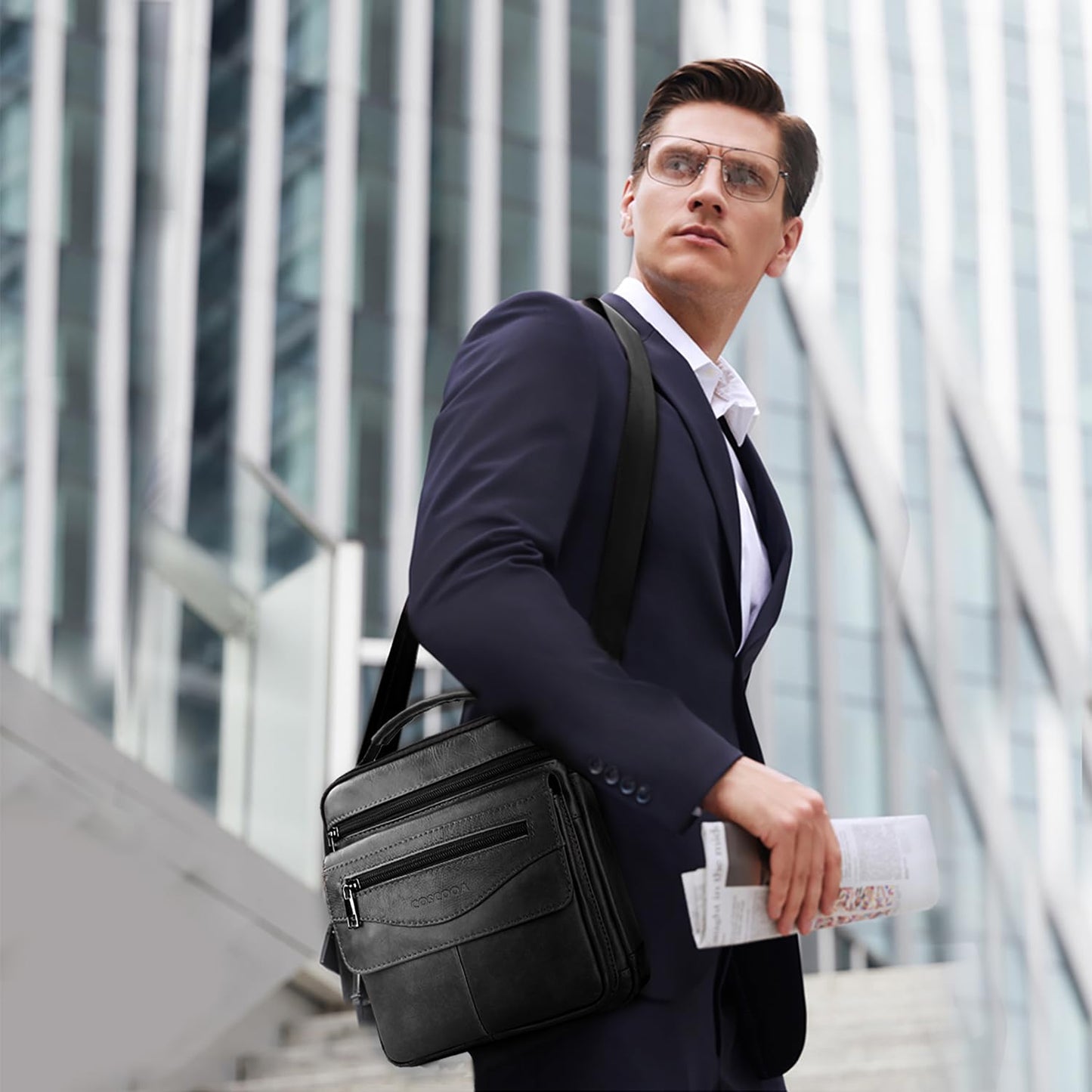 COSCOOA Shoulder Bag for Men Leather Man Purse Crossbody for Men Handbag Bag Messenger Satchel Travel bag
