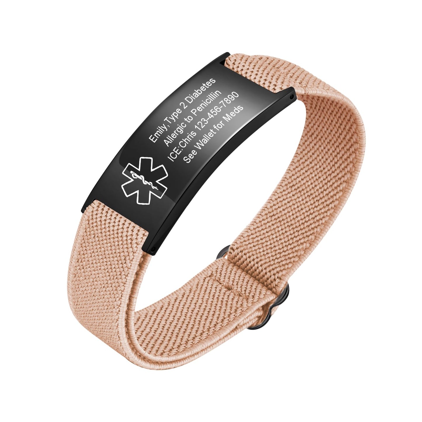 VNOX Medical Alert Bracelets for Men & Women with Free Engraving Adjustable Stainless Steel Mesh Emergency Medical ID Bracelets Wristband