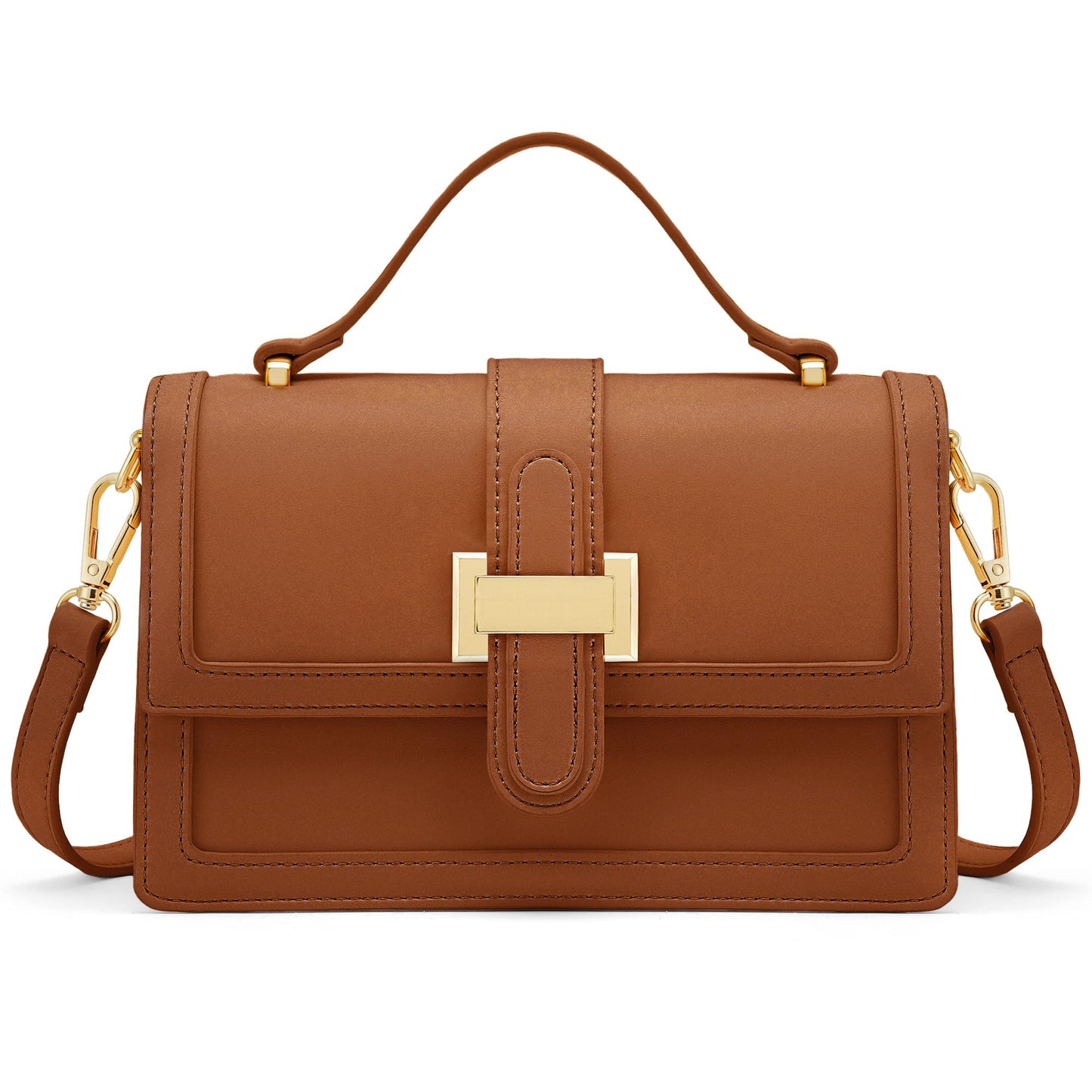 Kiss Sea Crossbody Bags for Women Leather Top Handle Purses Designer Shoulder Handbags with Adjustable Strap Brown
