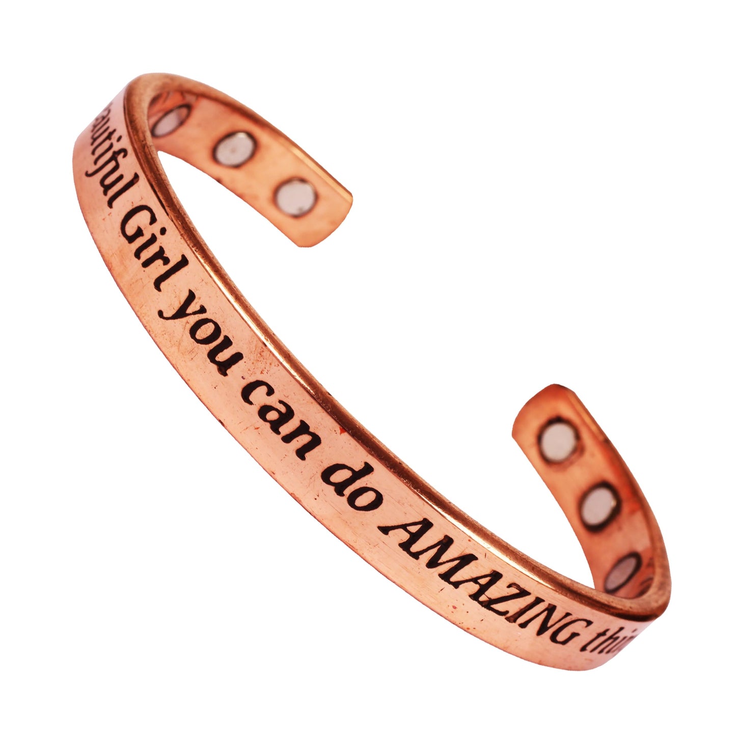 Touchstone Inspirational Copper Engraved Magnetic Bracelets for Women-Personalized Jewelry Gifts for Best Friend/Mom/Daughter/Sister- In a Gift Box Beautiful Girl You Can Do Amazing Things