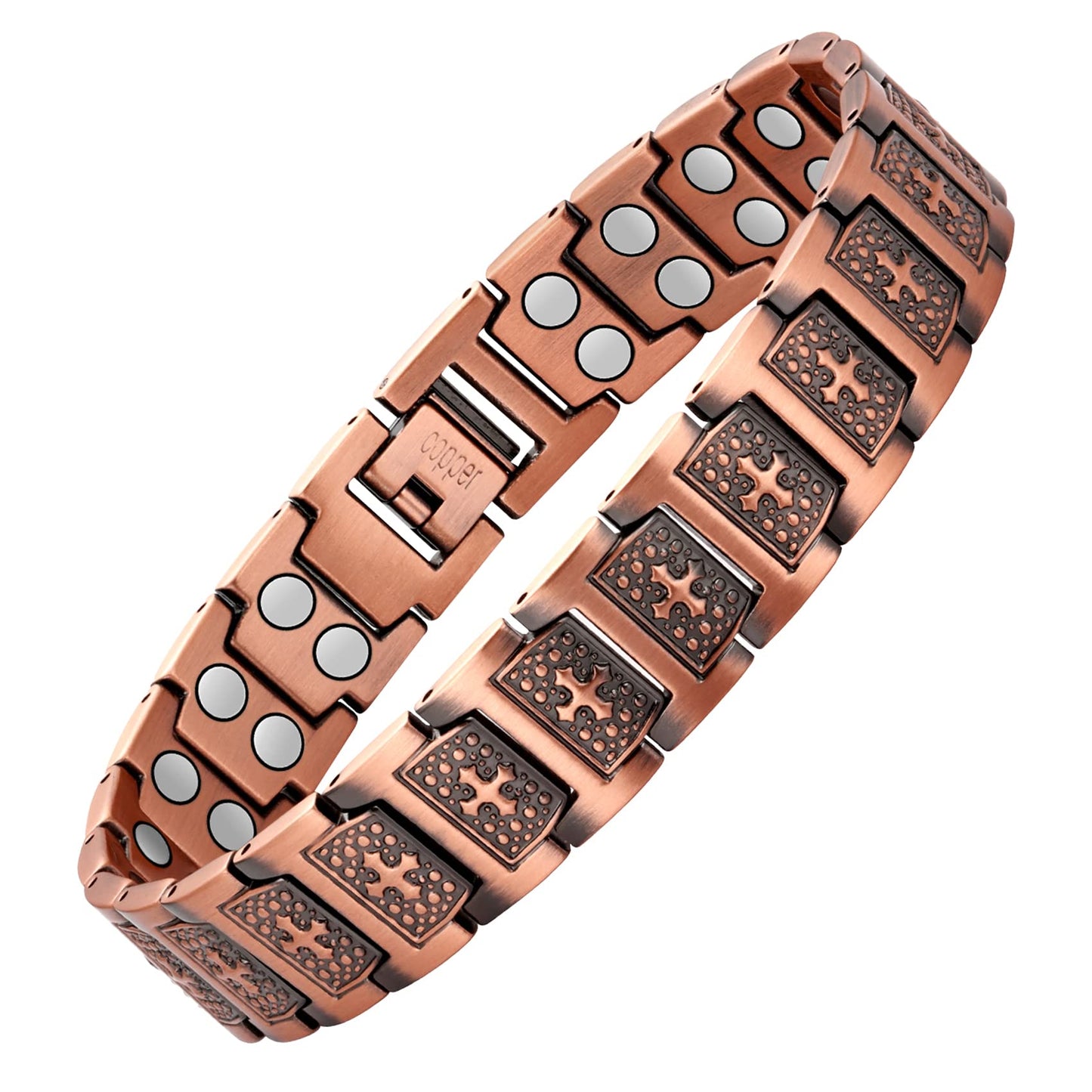 Jecanori Pure Copper Bracelet for Men, Magnetic Cross Bracelets for Men with 3500 Gauss Magnets, Mens Pure Copper Bracelet