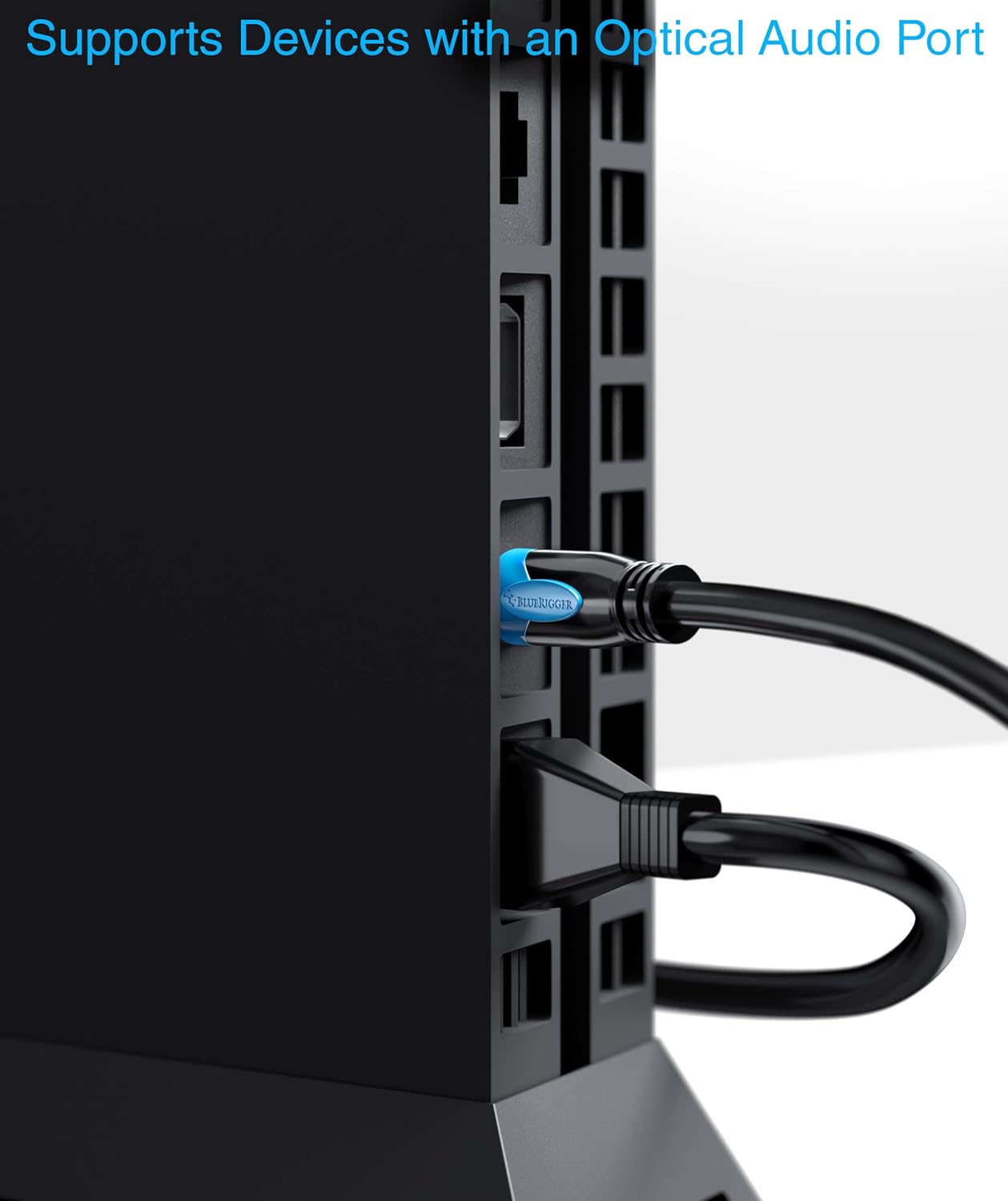 30FT CL3 24K PS4 BlueRigger Toslink - Digital Optical Audio Cable - - (Fiber Optic Cable, in-wall Rated, Gold-Plated)