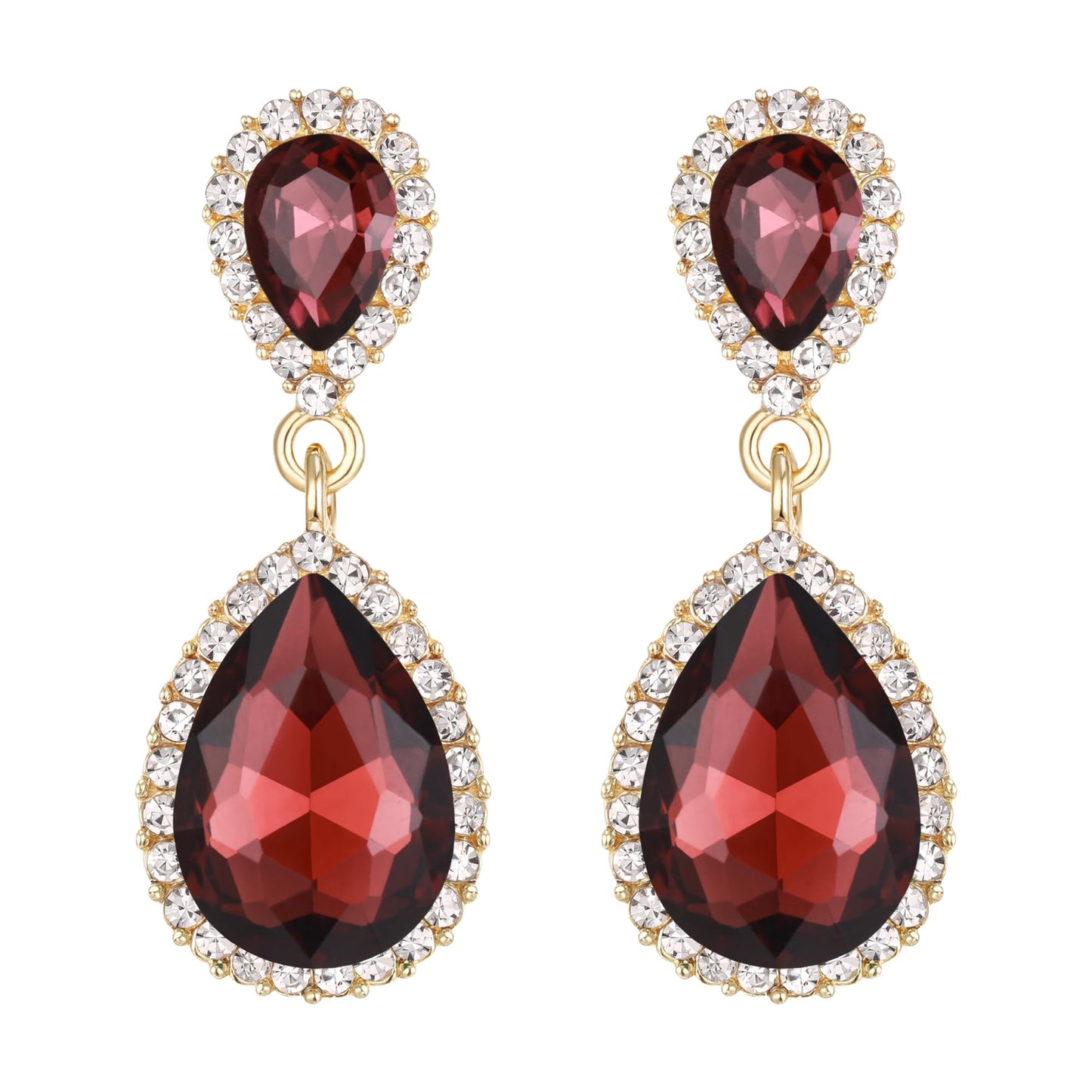 EVER FAITH Women's Austrian Crystal Wedding Tear Drop Dangle Earrings Purple Gold-Plated-Base