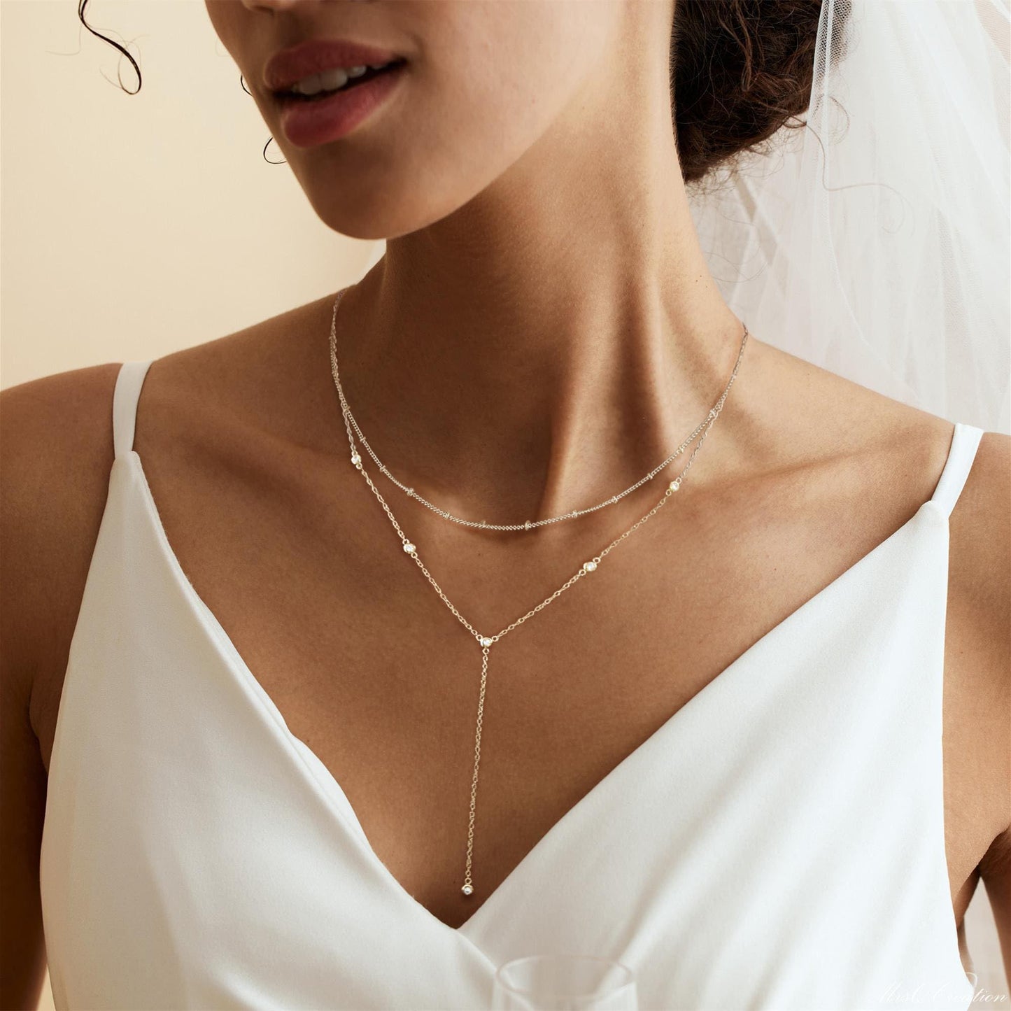 Fwlisesa Silver Layered Necklaces for Women, Dainty Silver Necklace Set Fashion Necklaces Stack Choker Necklace for Woman Costume Summer Beach Jewelry